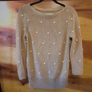LOFT- tan/white polka dot classic sweater